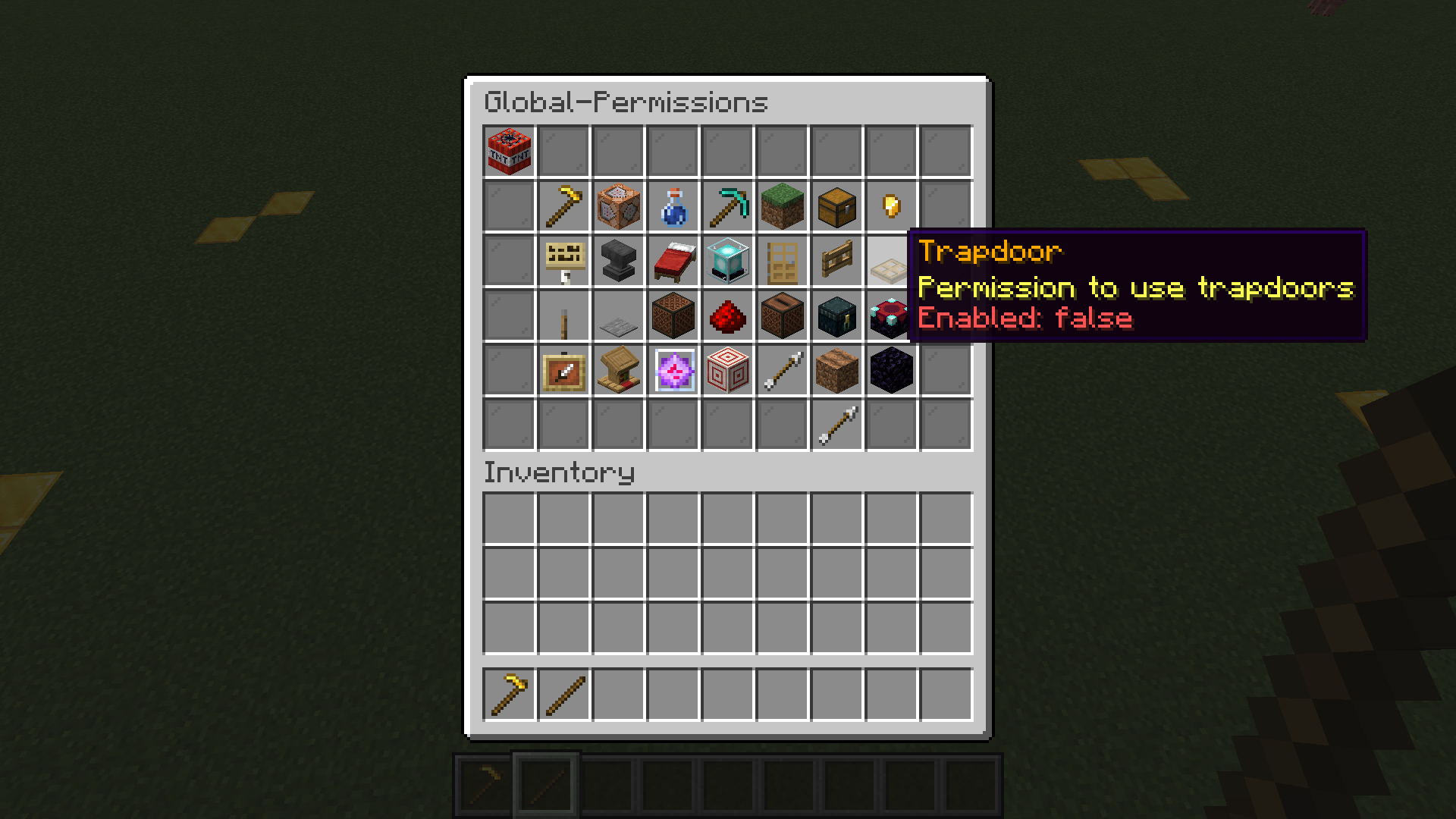 Menu Edit Global Permissions
